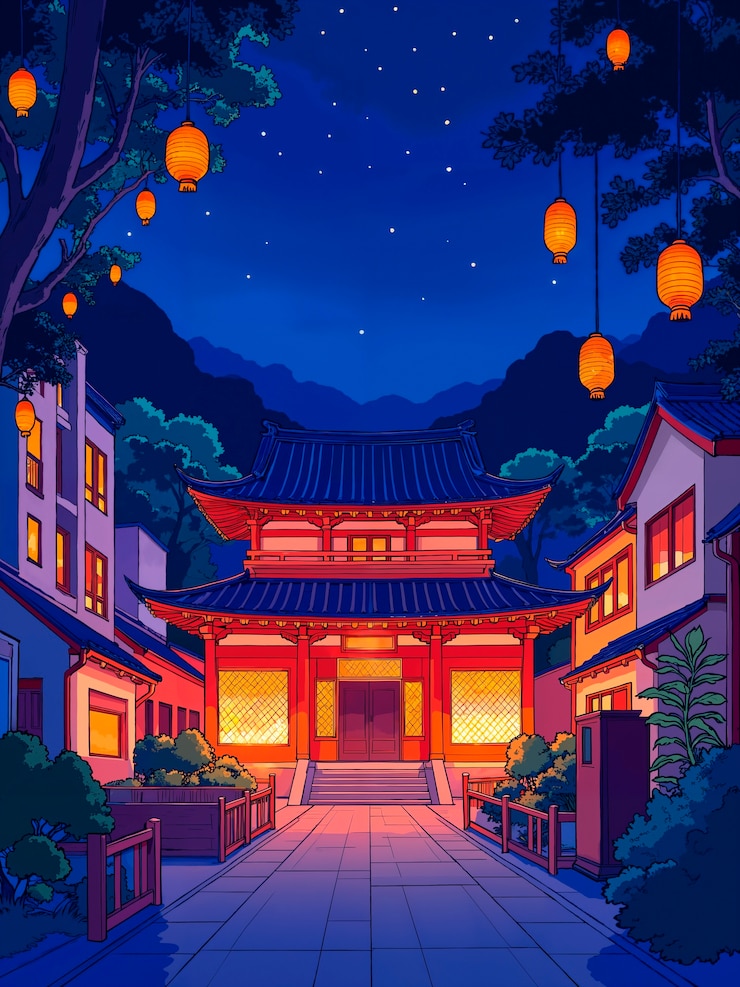 Foto grátis paisagem oriental de anime