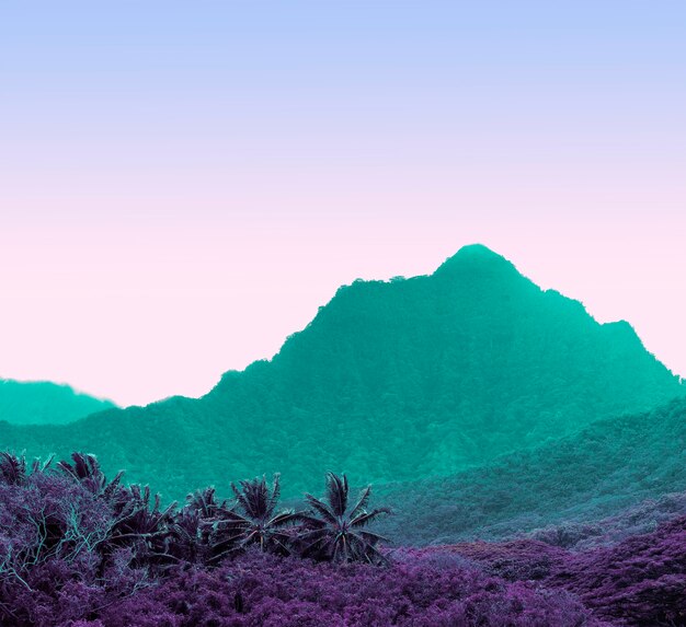 Paisagem pop brilhante e colorida