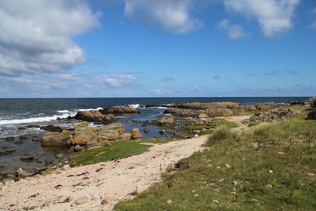 Paisagem rochosa em um dia de verão em Hammer Odde, Bornholm, Dinamarca