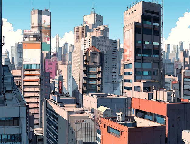 Foto grátis paisagem urbana de área urbana inspirada em anime