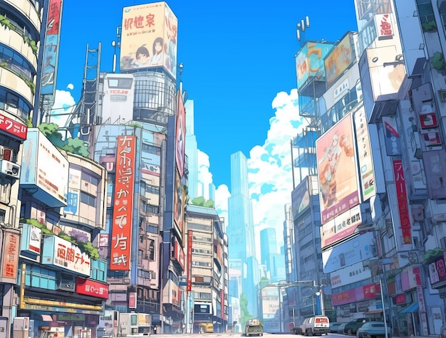 Foto grátis paisagem urbana de área urbana inspirada em anime