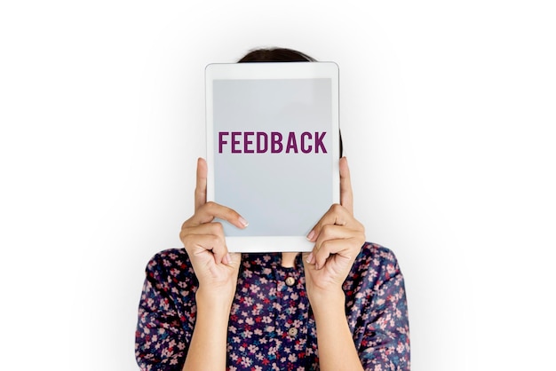 Foto grátis palavra de resposta de revisão de interação de feedback