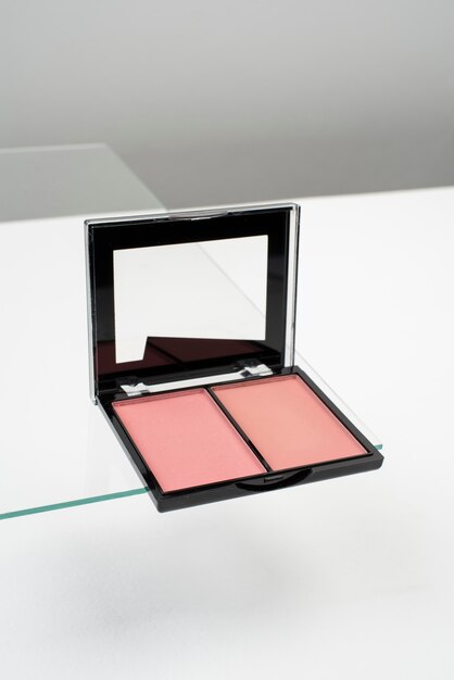 Paleta de blush de alto ângulo