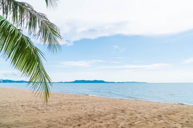 Palm e praia tropical em Pattaya na Tailândia