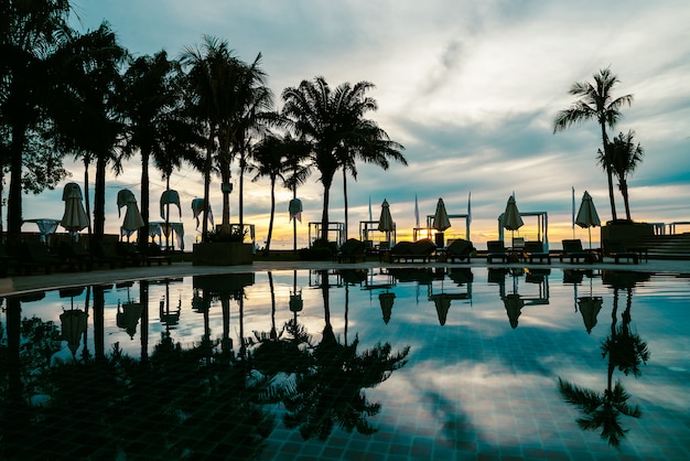 Foto grátis palmeira silhueta com guarda-chuva