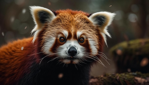 Foto grátis panda vermelho fofinho olhando para grama gerada por ia