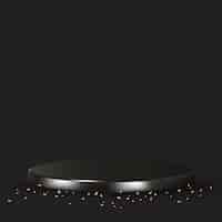 Foto grátis pano de fundo de produtos 3d de luxo em preto com confetes dourados