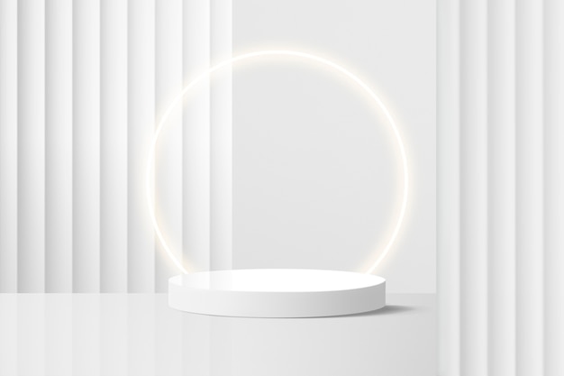 Pano de fundo mínimo do produto, luz de néon, parede branca