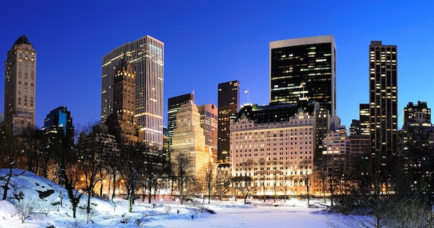 Panorama de Nova York Manhattan Central Park no inverno