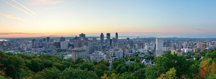 Foto grátis panorama do nascer do sol de montreal