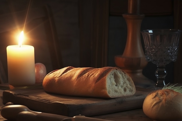 Foto grátis pão e vinho para cerimônia religiosa