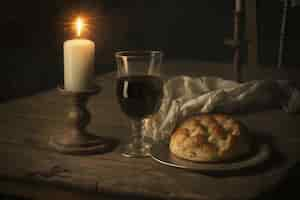 Foto grátis pão e vinho para cerimônia religiosa