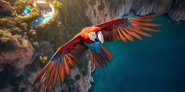 Foto grátis papagaio voando sobre o lago