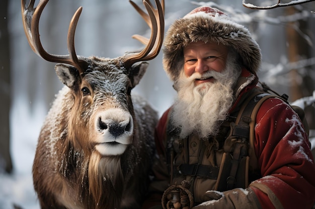 Foto grátis papai noel cinematográfico e a sua renas favorita