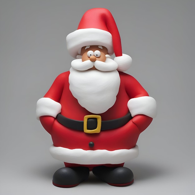 Papai Noel renderização 3d em fundo cinza com traçado de recorte