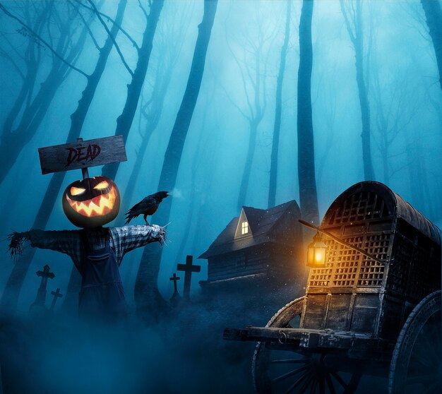 Papel de parede de Halloween com abóbora má