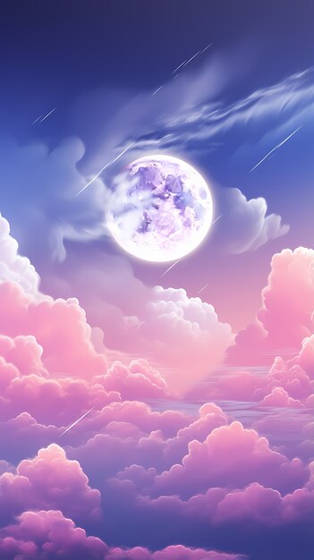 Papel de parede de lua e nuvens com arte digital