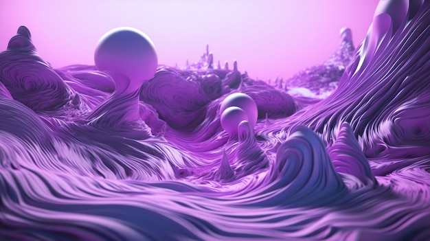 Papel de parede de paisagem onírica e surrealista em tons de roxo