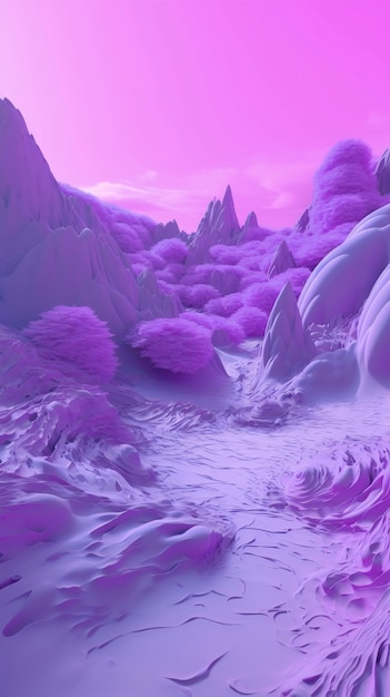 Foto grátis papel de parede de paisagem surreal e onírica em tons de roxo