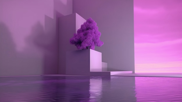 Papel de parede de paisagem surreal e onírica em tons de roxo