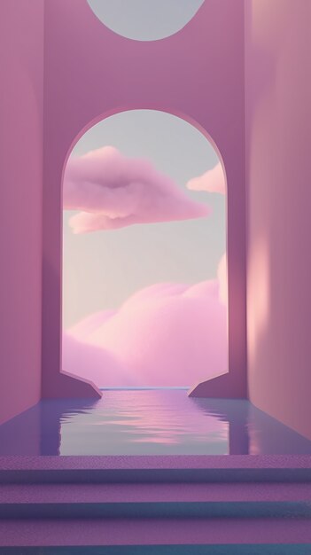 Papel de parede de paisagem surreal e onírica em tons de roxo