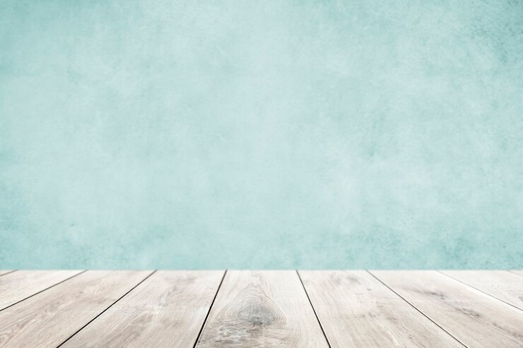 Foto grátis parede azul pastel com fundo de produto de chão de madeira