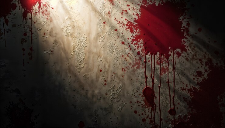 Foto grátis parede de metal enferrujado com salpicaduras de sangue.