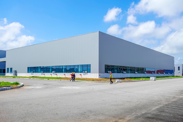 Parque industrial, fábrica de construção, armazém