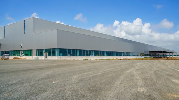 Parque industrial, fábrica de construção, armazém