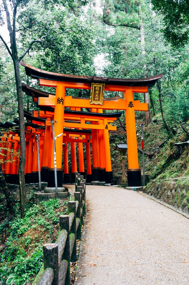Foto grátis passagem fushimi inari torii vermelho no japão