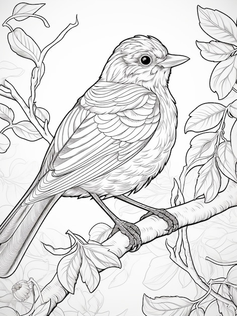 Pássaro para colorir página de arte de linha