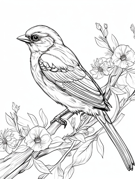 Pássaro para colorir página de arte de linha
