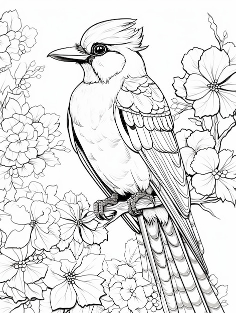 Foto grátis pássaro para colorir página de arte de linha