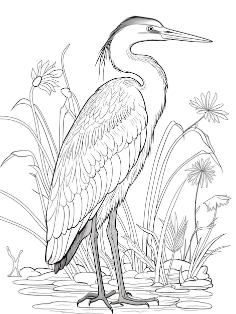 Pássaro para colorir página de arte de linha
