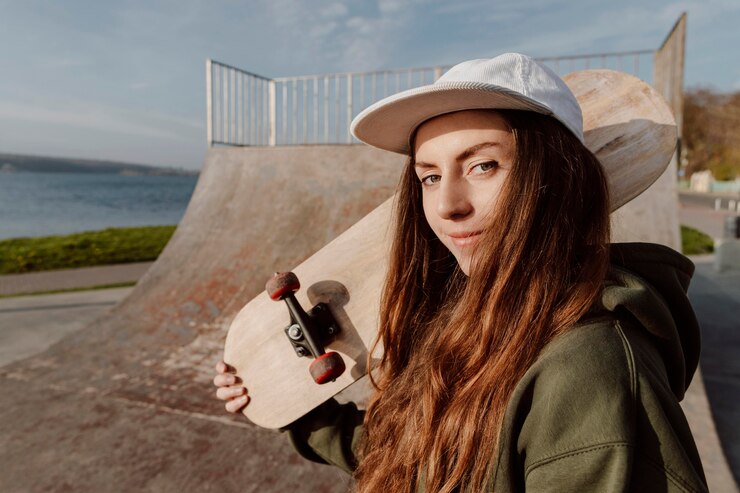Foto grátis patinadora de frente