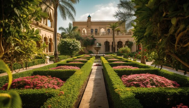 Pátio de luxo na famosa beleza verde da cidade gerada por IA