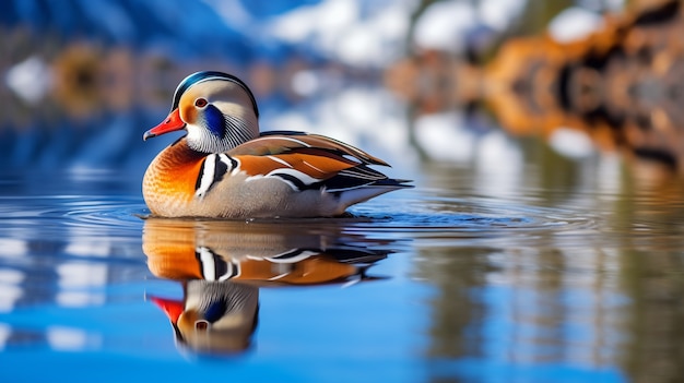 Pato bonito vivendo a vida na natureza