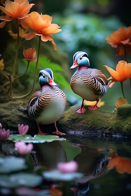 Patos bonitos que vivem na natureza