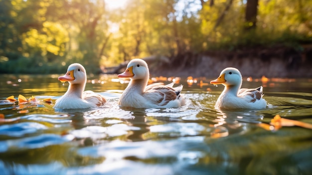 Patos bonitos que vivem na natureza