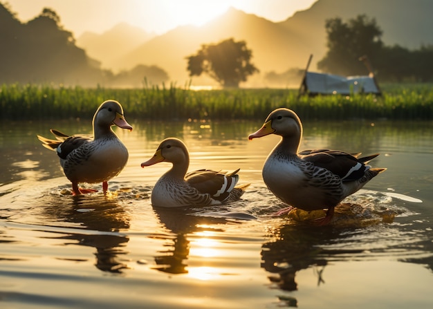 Foto grátis patos bonitos que vivem na natureza