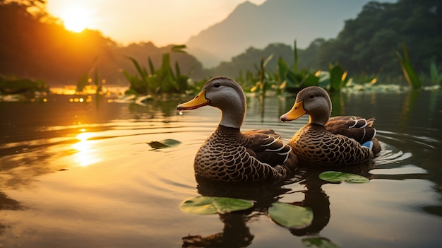 Foto grátis patos bonitos que vivem na natureza