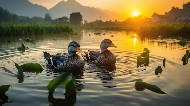 Patos bonitos que vivem na natureza