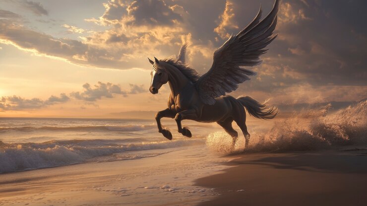 Foto grátis pegasus em cena de sonho