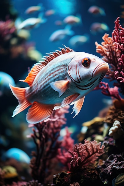Foto grátis peixe bonito perto de recifes de corais
