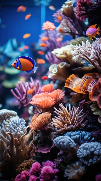 Peixe bonito perto de recifes de corais