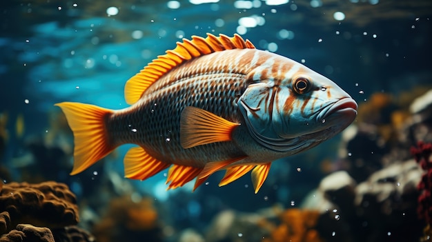 Foto grátis peixe bonito perto de recifes de corais