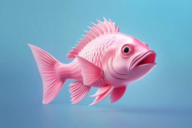 Foto grátis peixe rosa 3d no estúdio