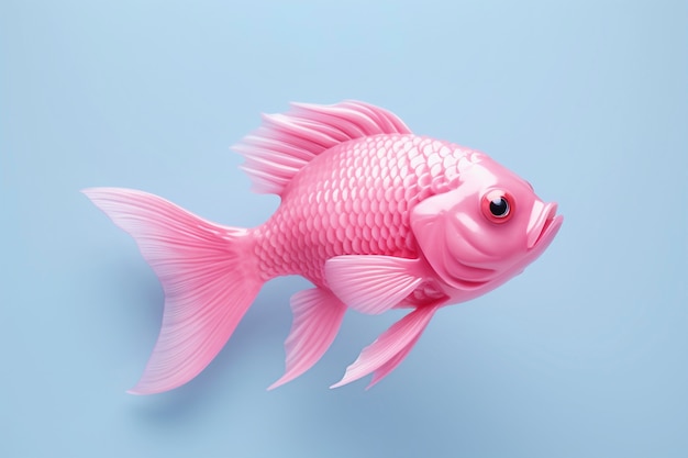 Foto grátis peixe rosa 3d no estúdio