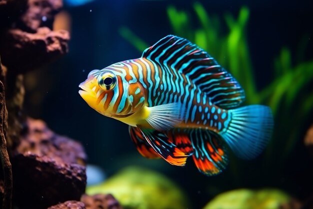 Peixes coloridos nadando debaixo d'água