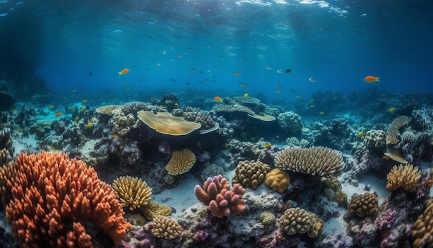 Peixes da natureza de recifes subaquáticos em clima tropical azul beleza gerada por inteligência artificial